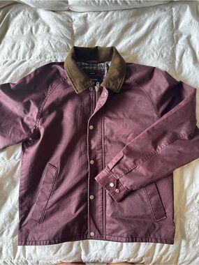 Abercrombie & Fitch Plum Bomber Jacket with Brown Corduroy Collar Medium-tall